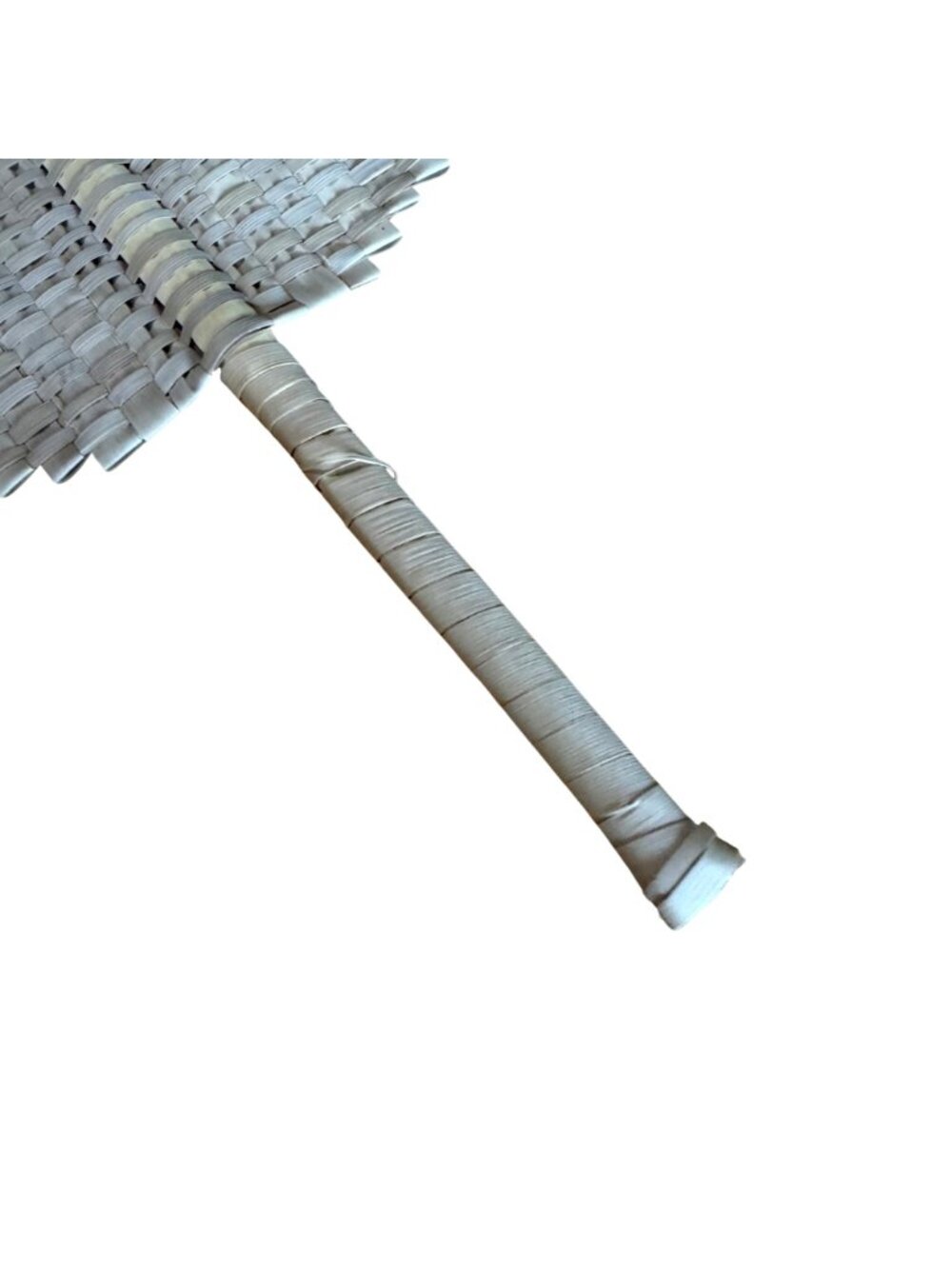Woven Hand Fan Set Traditional Palm Leaf Decorative Handle Beige Lightweight - Picture 6 of 10